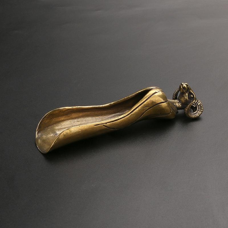New Tea Scoops Shovel Brass Copper Goat Head Coffee Black Tea Spoon Powder Teaspoon Teaware Tea Ceremony Ice Cream