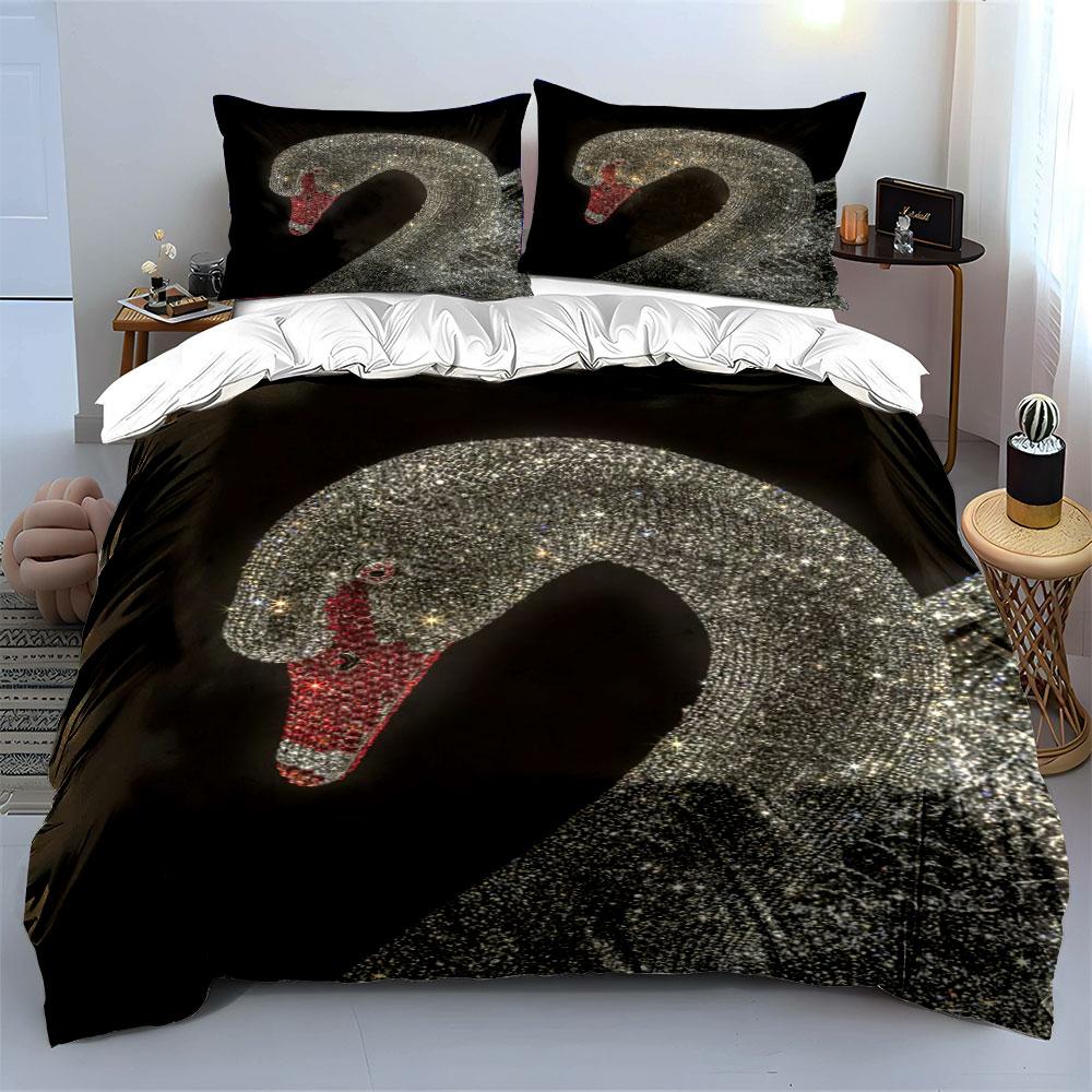 Sparkly swan on black. Bedding sets Duvet cover sets Duvet covers Pillowcases(1* Duvet Cover 2* Pillowcases without duvet insert)