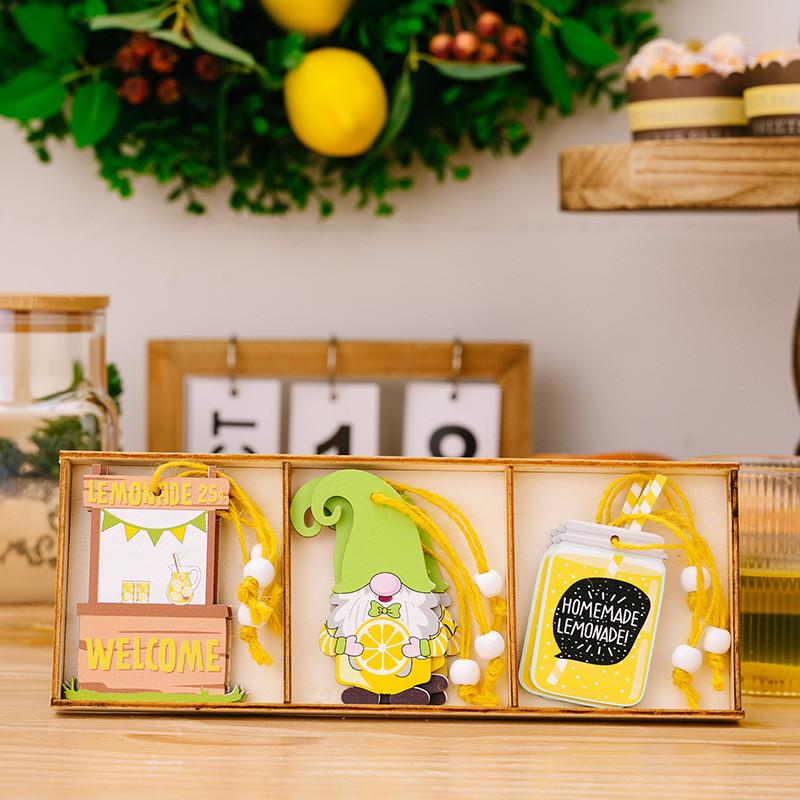 Styled Lemon Fresh Wooden Hanging Decor With Three Compartments Perfect For Summer Spaces