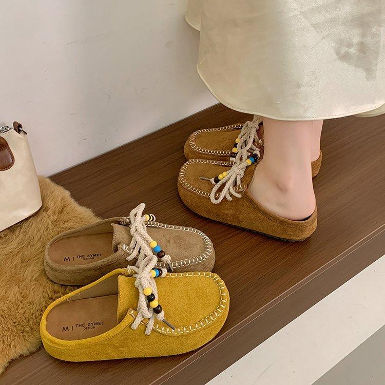 Cowhide version~ Retro Boken shoes 2025 spring and summer new kangaroo shoes bag head slippers vacation style travel sandals