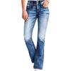 Fashion Women's Slim Fit Flared Casual High Waist  Blue Jeans With Pockets