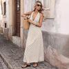 2026 Retro Style Halter V-Neck Polka Dot Vacation Dress