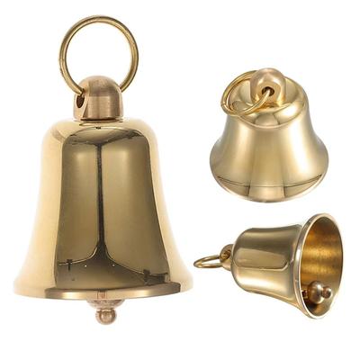 Antique Gold Christams Bell Pendant Round Mouth Hanging Ring Bell Wind Chime Handmade Jingle Retro Windbell Home