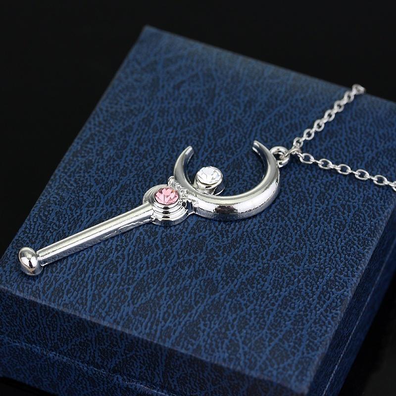 Anime Kreskówka Sailor Moon Różdżka Kryształowy Wisiorek Naszyjnik Akcesoria Biżuteria