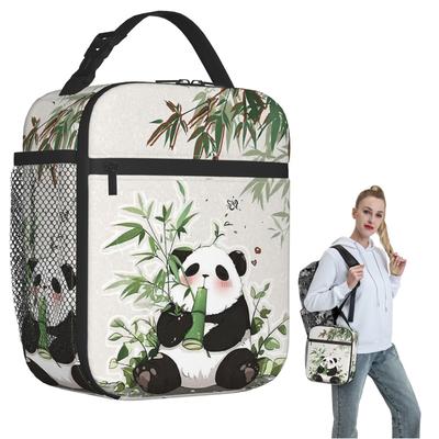 Cartoon Cute Panda Eats Bamboo Insulated Lunch Bag for Women Kids Portable Food Boxes Thermal Lunch Box Tote