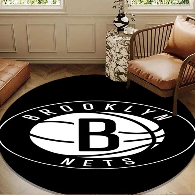 Brooklyn Basketball Team Round Rug for Livingroom,Bedroom, Palyroom, Chair Rug, Area Rug, Circle Carpet, Large Size Decor Fan Christmas Gift