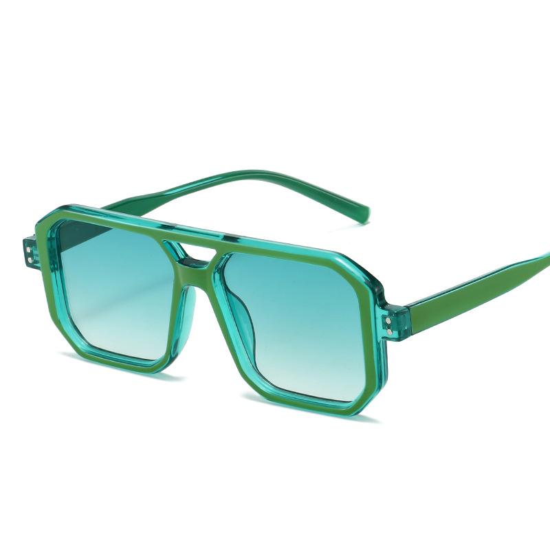 Double beam square sunglasses men, new European and American fashion paint sunglasses trend personality rice nail sunglasses women