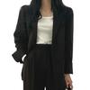 Blazer monopetto a maniche lunghe con risvolto casual da donna Tasche a vita alta Pantaloni dritti a gamba larga Abbigliamento da lavoro da ufficio