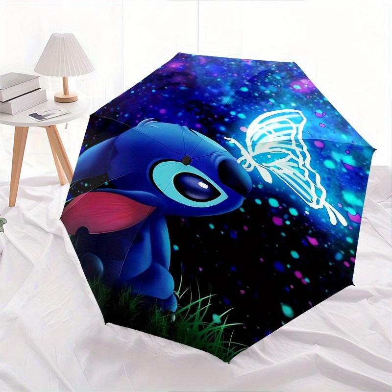 

Disney Stitch Butterfly Themed automatic opening and closing folding umbrella, portable - durable, 8-rib umbrella frame, very suitable for b