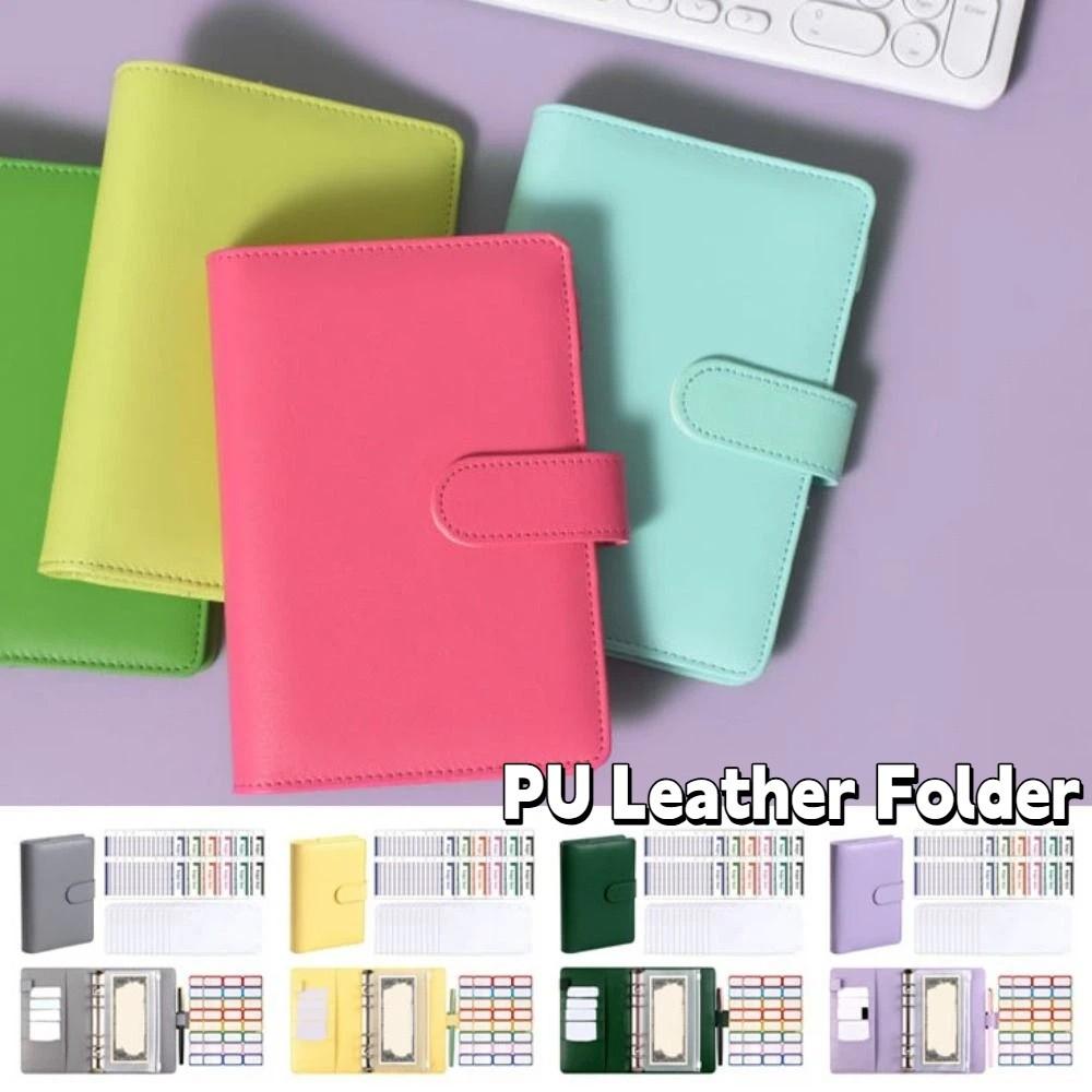A6 Loose-leaf Notebook Magnetic Button PU Leather Folder Efficient Cash Budget Ledger School