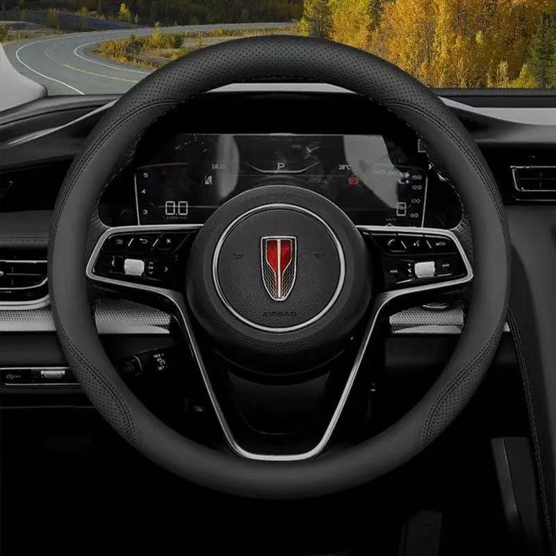 Genuine Leather & Suede Carbon Fiber Steering Wheel Cover for Hongqi H5/H9/EQM5/H7/EHS9