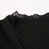 Women's Cotton Long Sleeve Lace Patchwork Navel-Exposed Square Neck T-Shirt