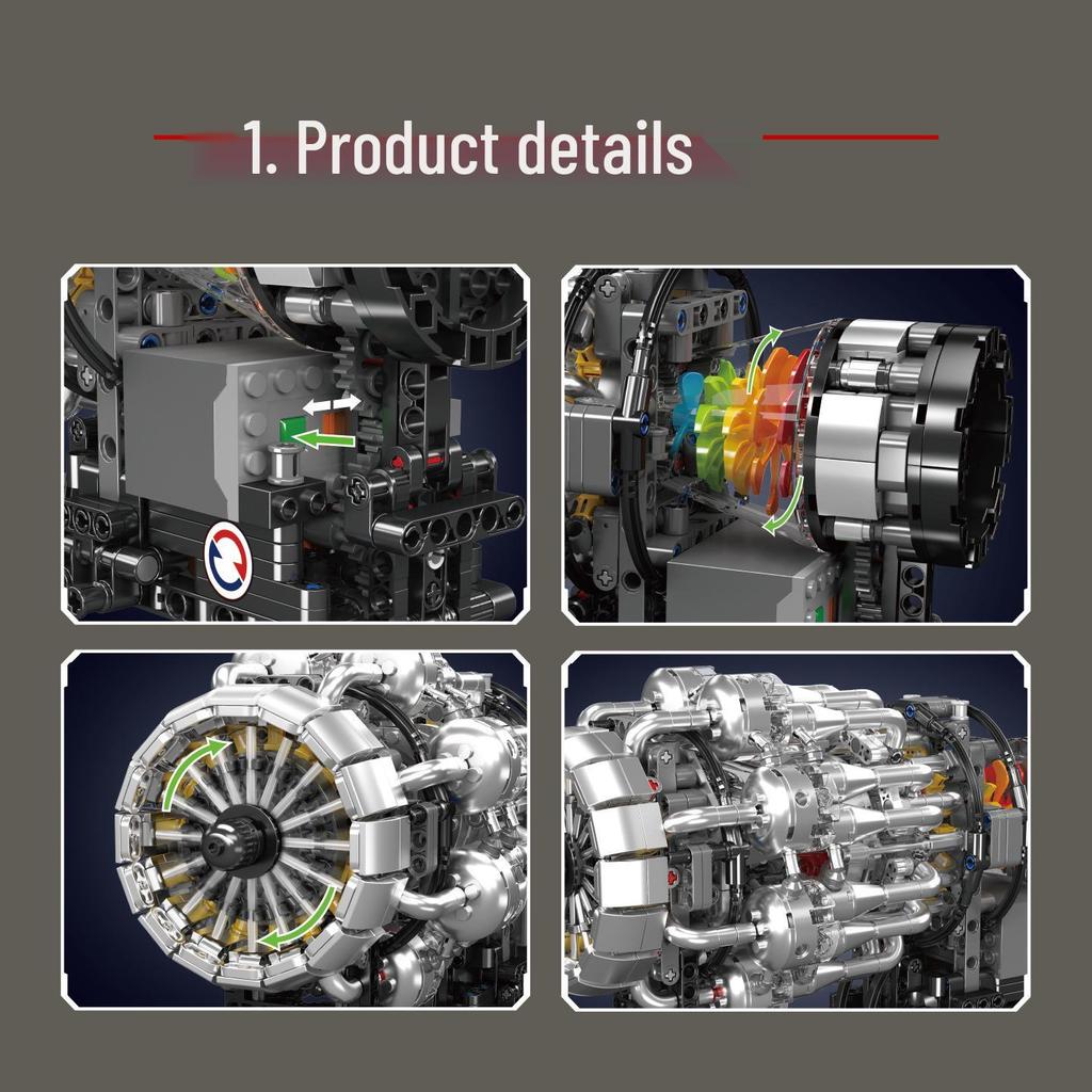 Yuxing Turbojet Engine Assembly Toy - Educational Mechanical Building Blocks for Boys, Ideal Birthday Gift