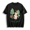 Woodland Bear Print Casual T-Shirt Loose Breathable Top for Adults and Kids Daily Wear Pure Cotton T-shirt