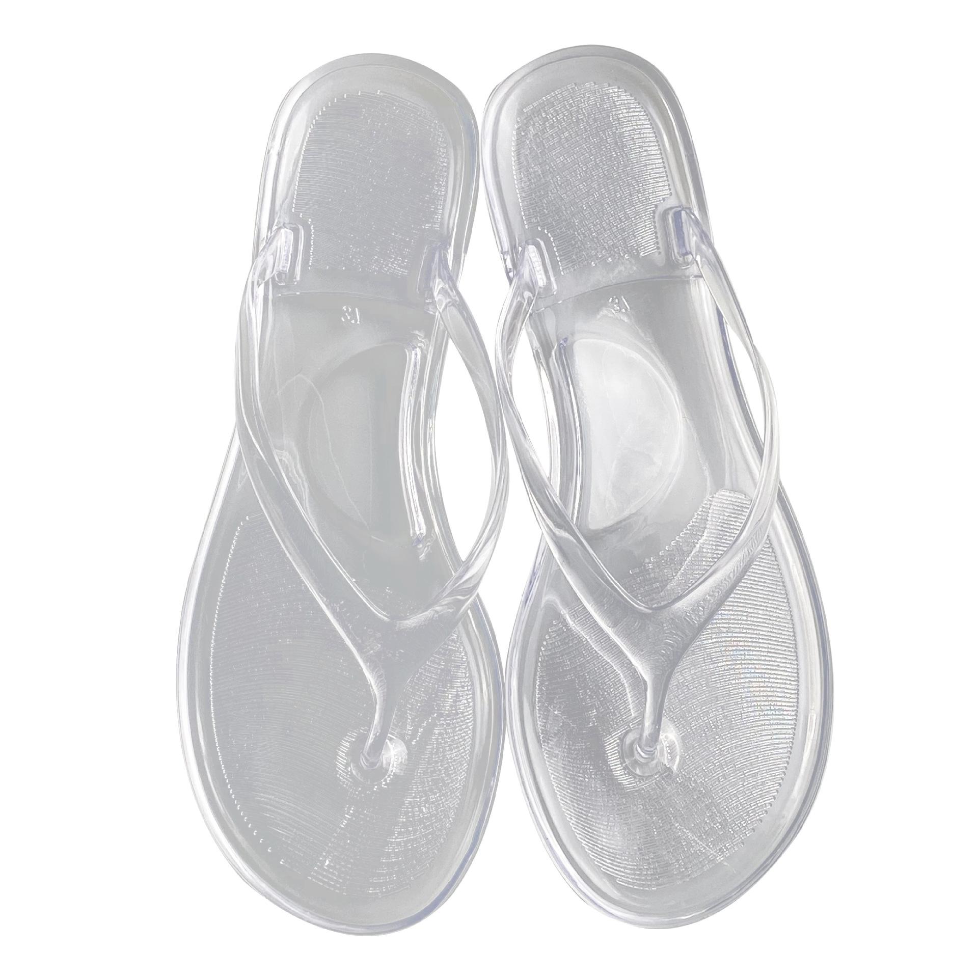 

Transparent beach cool slippers pinch flip-flops jelly crystal flat bottom hot sale 38 прозорий