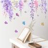 Colorful Pink Purple Wisteria Butterfly Flower Wall Sticker Self Adhesive Decal for Bedroom Living Room Hallway Home Decor