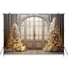 Mocsicka Gold Christmas Tree Curtain Background Wedding Birthday Party Backdrop Photography Window Door Prop Photo Studio Banner