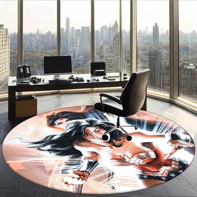 Wonder Woman (1) Round Office Rug Decorative Floor Rug for Office Bedroom Living Room and Home Space