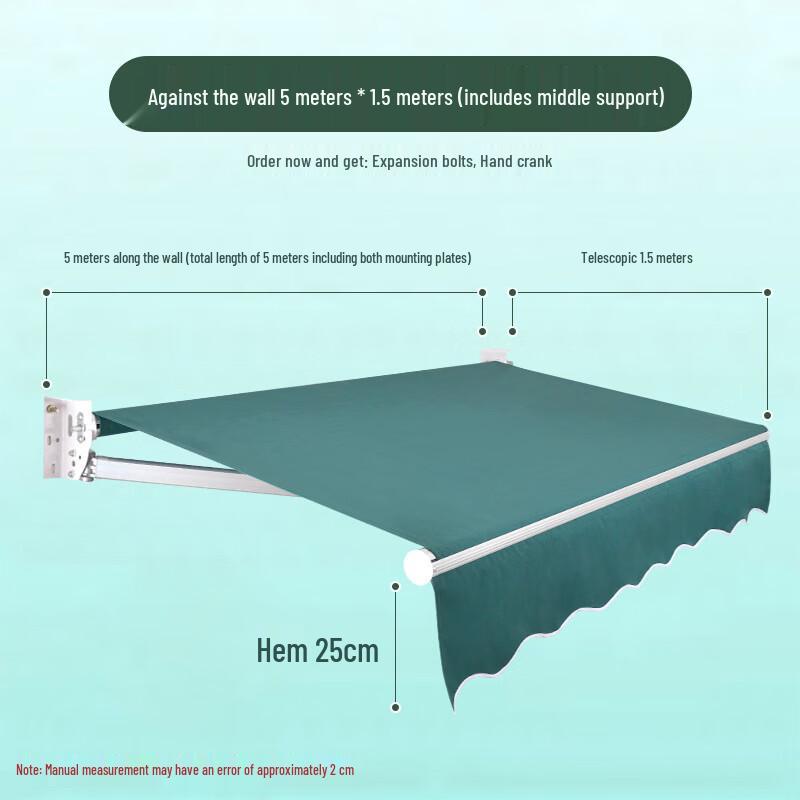 Weibaida Heavy-Duty Wall-Mounted Retractable Aluminum Awning