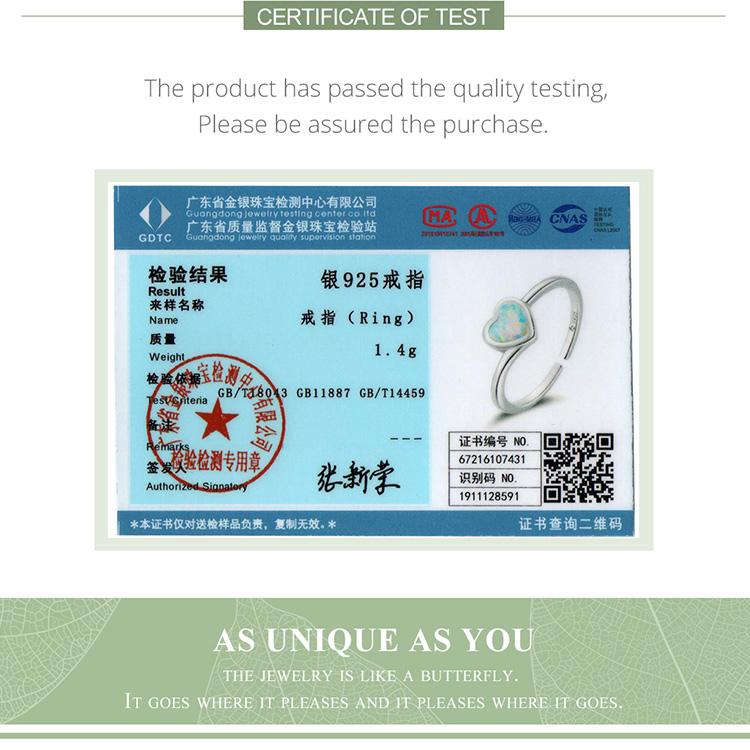 BAMOER 925 Sterling Silver Heart Shaped Love Women Girls Rings Open Size Finger Ring Wedding Fashion Jewelry Gift