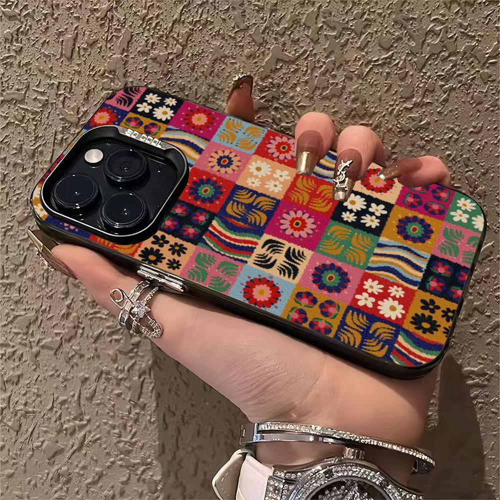 Retro Checkered Printed Phone Case Suitable for iPhone 17 16 15 14 13 12 11 Pro/Max/Plus Anti Drop and Shockproof Back Cover