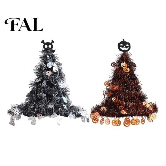 Autumn Seasonal Decor Halloween Witch Hat Pumpkin Decor, Metallic Rain Curtain Door Hanging Ornament for Creepy Holiday Props Party, Spooky