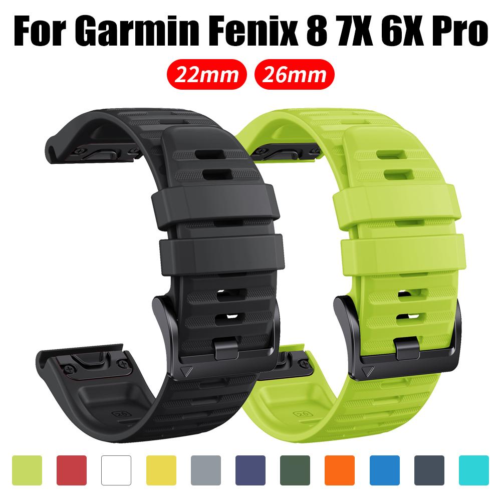 22/26mm QuickFit Silikonarmband für Garmin Fenix 8 Pro 7X 6X Pro/Epix Pro Gen 2 51mm 47mm Band für Forerunner 970 965 Uhrenarmband