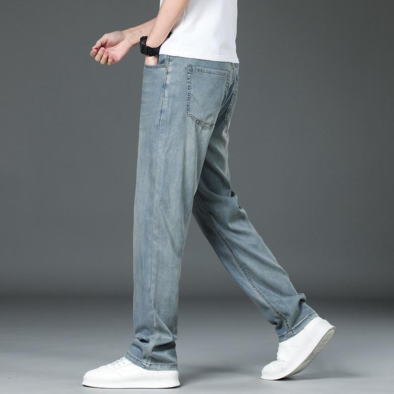 JYL Enlarged jeans men's novel wide straight thin men's trousers