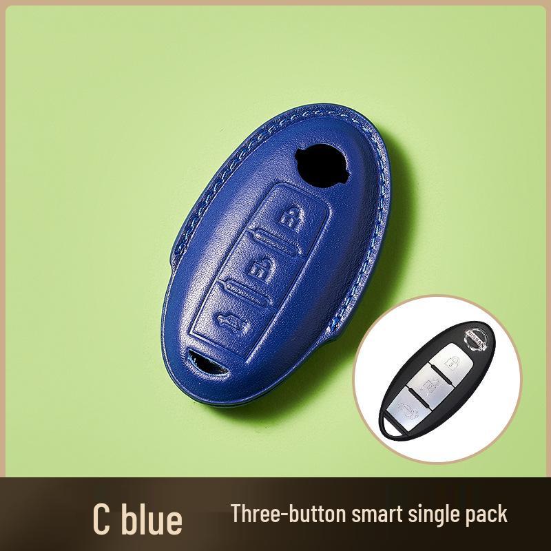 Skórzany Etui na Klucze ze Skóry Wyprawianej Roślinnie dla Nowego Kluczyka Samochodowego Sylphy Murano, Ręcznie Robiony Wzór Klamry dla Mężczyzn