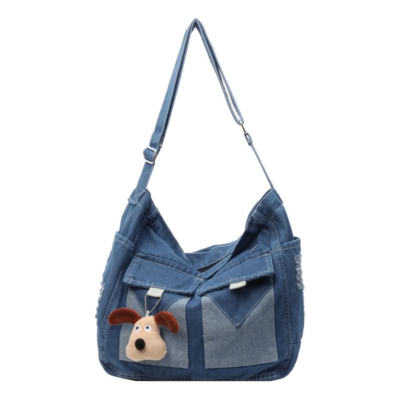 

Джинсова сумка великої місткості. Жіноча сумка через плече. Студентська сумка через плече