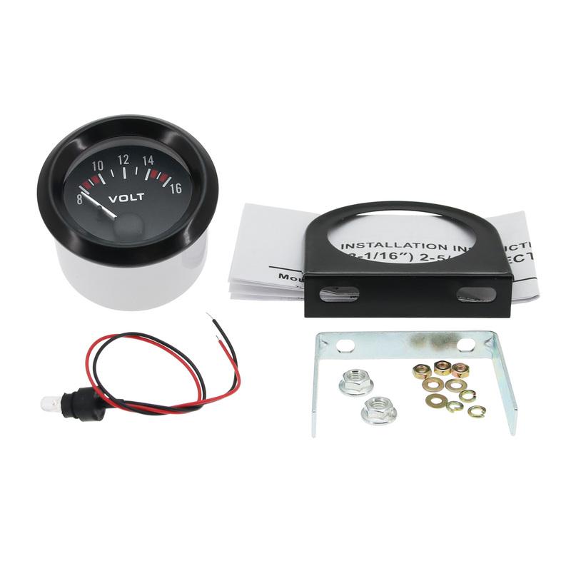 QC 52mm Gauge + Holder Voltmeter White LED Water Temperature Gauge/Oil Pressure Gauge/Oil Temperature Gauge/Fuel Gauge 12V Black