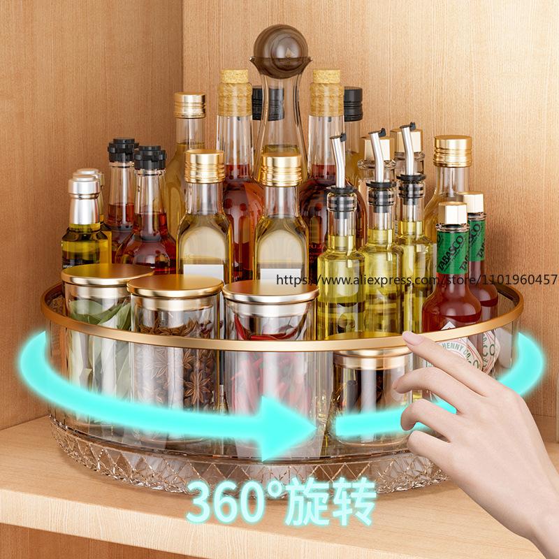 Multifunctional Rotating Kitchen Spice Rack Countertop Seasoning Storage Organizer All-Purpose for Home Kitchen