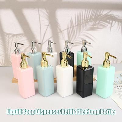 250ml Liquid Soap Dispenser Refillable Pump Bottle Square Bathroom Accessory Shampoo Conditioner Container Beauty Salon