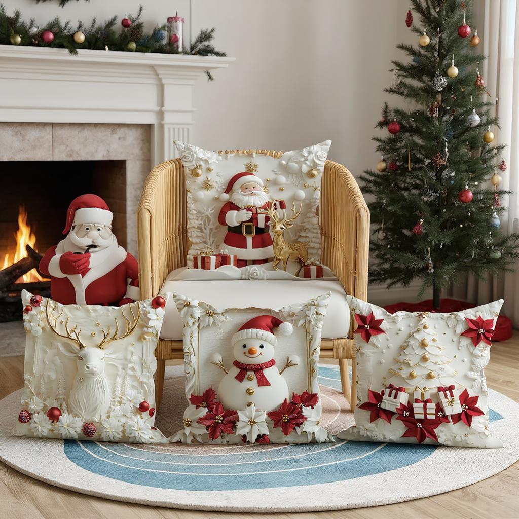 Christmas Throw Pillow Covers Set of 4 Pillowcase Christmas Decorations Cushion Cover for Bedroom Sofa Holiday Winter Home Decor