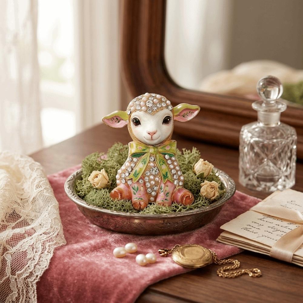 Enamel Animal Brooch Rhinestone Lamb Badge Pin Beautiful Lapel Zinc Zinc Alloy Pin Couples
