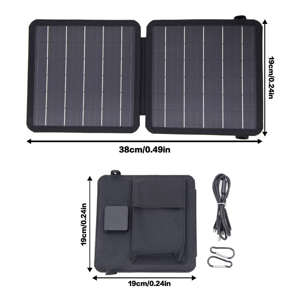 10W Faltbare Solarladetasche IP65 Wasserdicht Tragbares Solarladegerät USB und Typ-C Dual