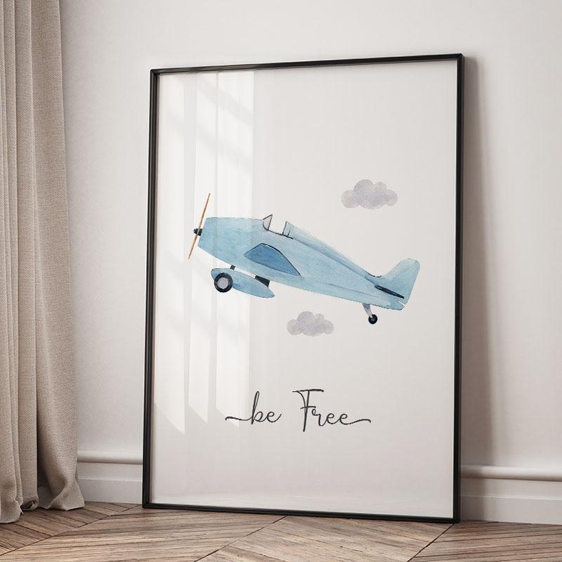 Classic Simplicity Cartoon Cars Art Posters Airplane Canvas Painting Children's Room Wall Art Pictures Home Aesthetic Decor