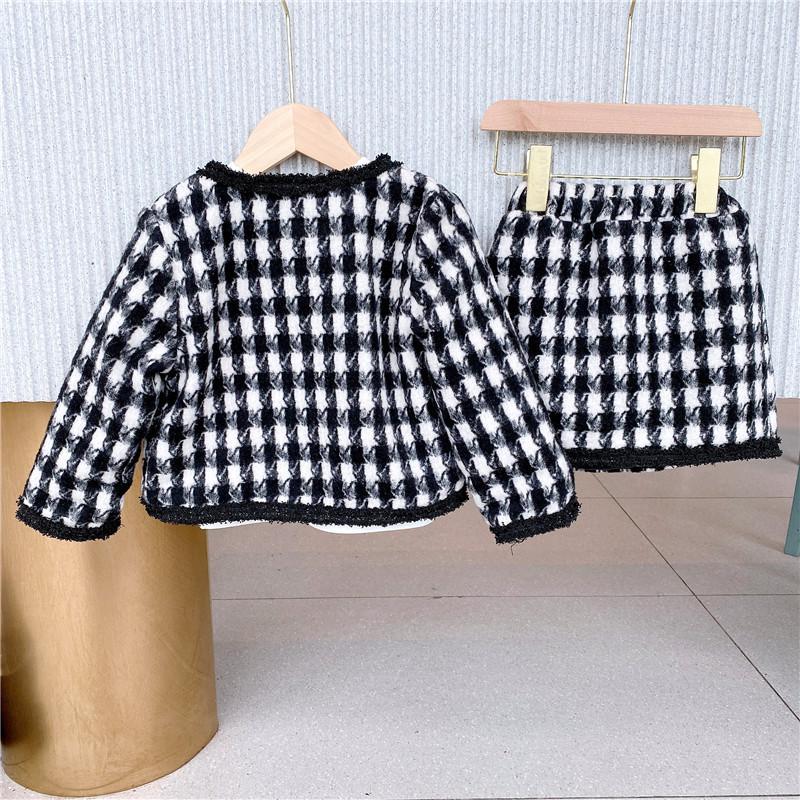 

Girls Spring Plaid Jacket & Skirt Set - Little Fragrance Style Size 120