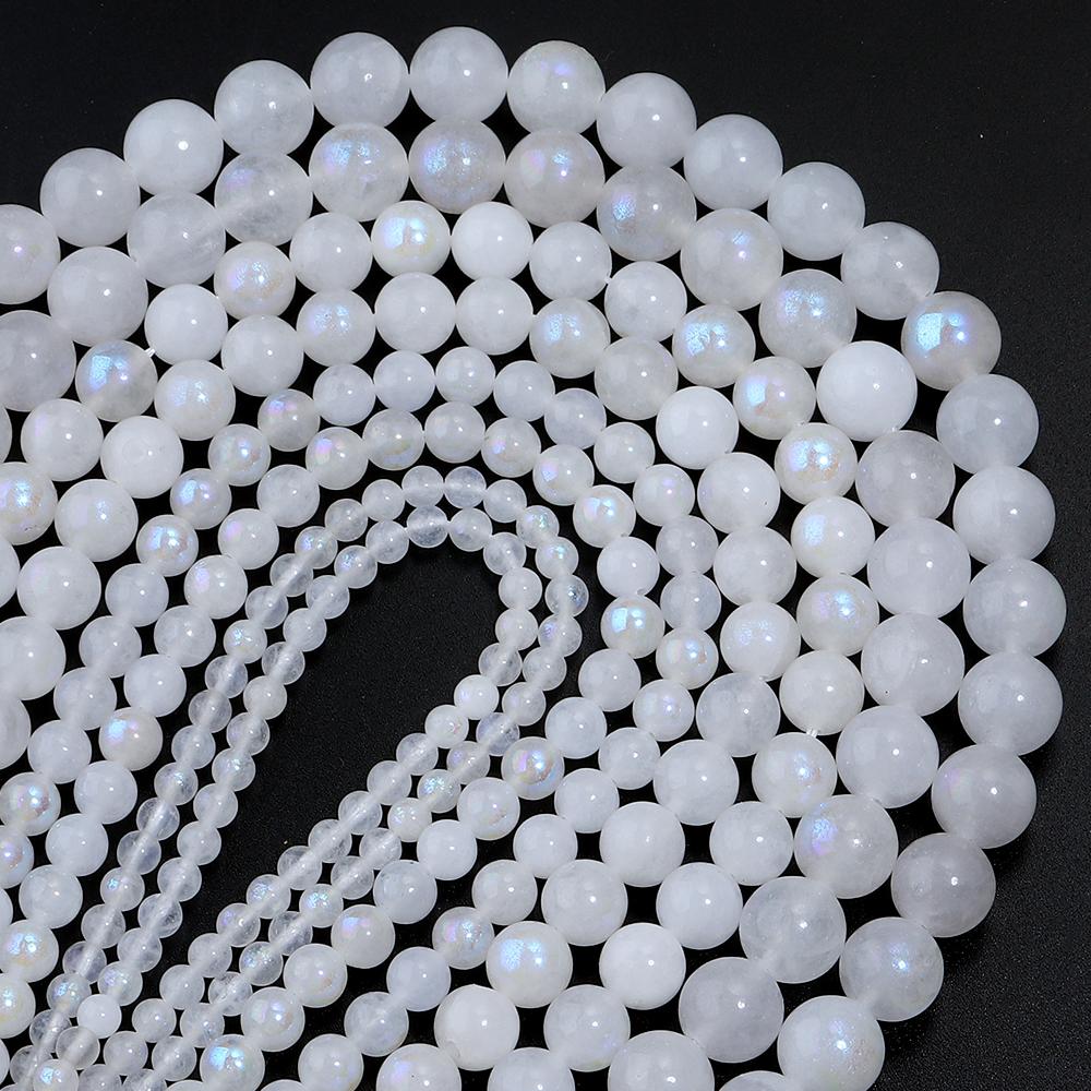 Apx 35-87pcs 4/6/8/10mm Round Moonstone Beads Loose Spacer Beads For Jewelry Making DIY Bracelet Necklace Earrings Accessories