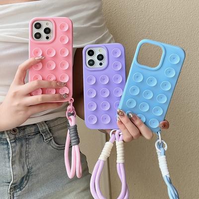 Saugknopf Handyhülle für iPhone 16 Pro Max Hülle iPhone 13 11 12 14 15 Pro Max 14 15 16 Plus Handgelenkschlaufe Armband Lanyard Hülle
