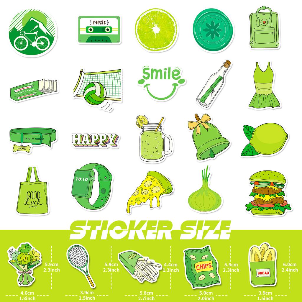 50 US Dollars Green Stickers Small Fresh Girl Green Suitcase Graffiti Stickers