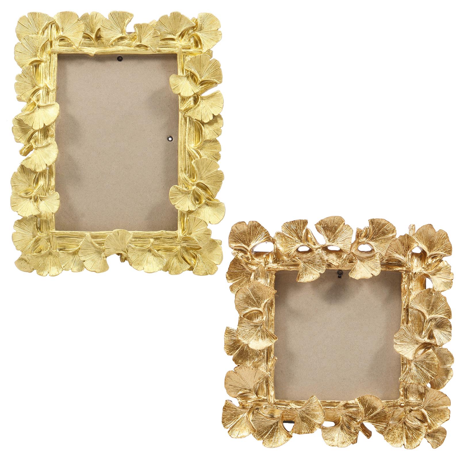 

2Pcs Vintage Picture Frame Ginkgo Textured Resin Crafted Photo Frame for Wall Hanging or Tabletop Display Frame Home Decoration