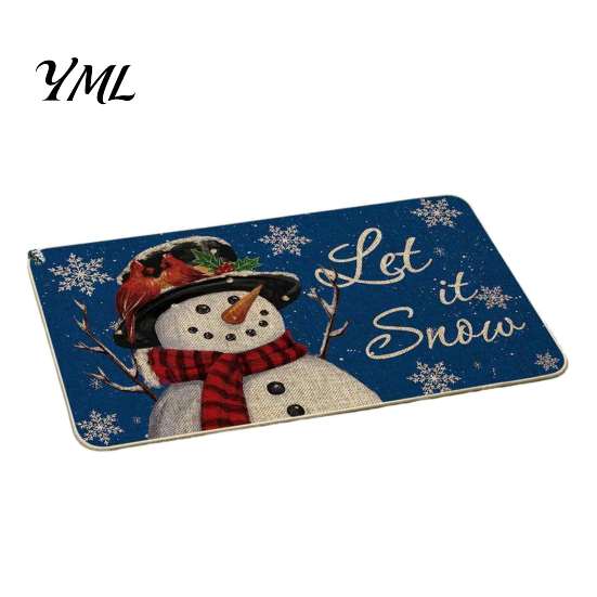 Christmas Bathroom Door Rug Mat, Festive Entrance Rug, 35" x 24" Non-Slip Washable Indoor Floor Mat Welcome Water Absorbent for Kitchen Holiday