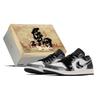 Air Jordan 1 CNY Box, Da Si Ma Low Top Vintage Basketball Shoes Unisex Black White 553558-044(TeamA-S-BOX)