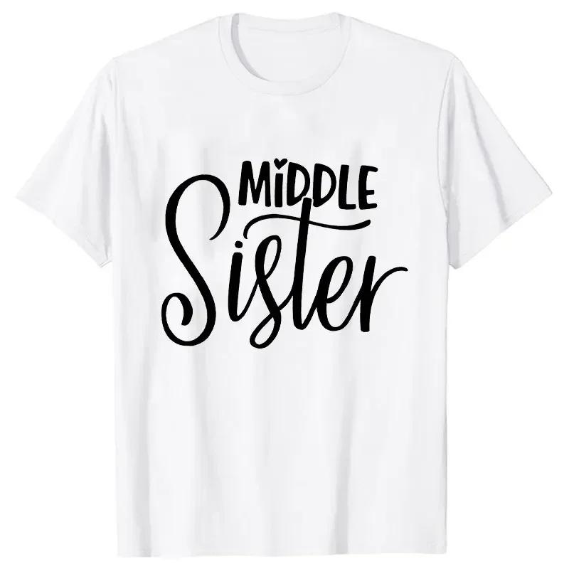 Kurzarm Mode Damen T-Shirt Große Mittlere Schwester Passende T-Shirts Damen Lässiges Oberteil T-Shirts Cartoon Grafik T-Shirts
