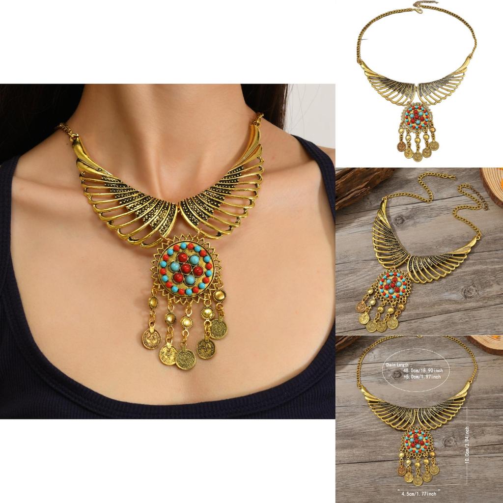 Inspired Ethnic Vintage Coin And Tassel Necklace With Wing Design Daily For