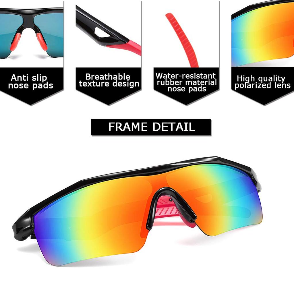 Feisedy Sports Polarized UV TR90 Perfect for and B2454 Kids' Sunglasses, Lenses, Protection, Ultralight, Golf, Jogging, Baseball, Bass, Fishing,