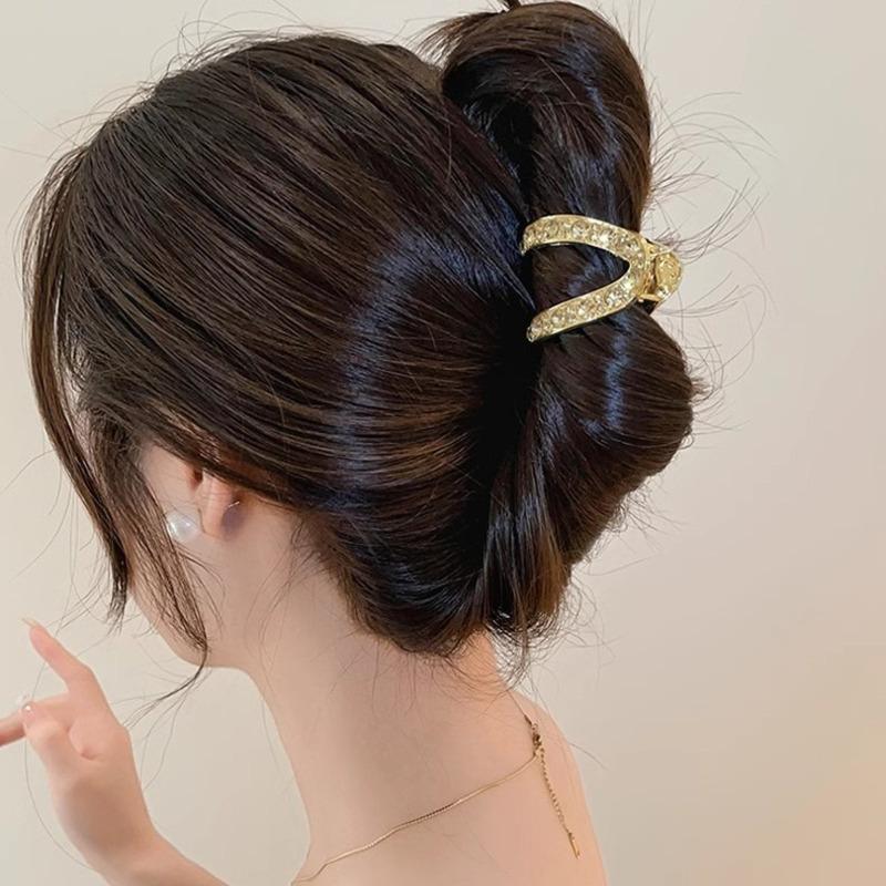 New Fashion Rhinestone Hair Clip Claw For Women Metal Small Ponytail Hair Crabs Thick Hairpins French Headdress Hair Accessories