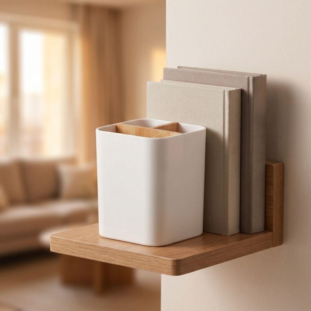 Bamboo Divided Pencil Storage Box Organizer Desktop Storage Simple Flower Vase  Desk Storage
