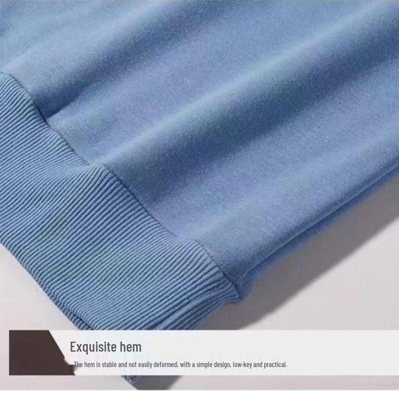 Velvet Lined Korean Style Men's Round Neck Sweatshirt, Autumn/Winter, Long Sleeve, Loose Fit, Plus Size, Trendy Temperament Top.